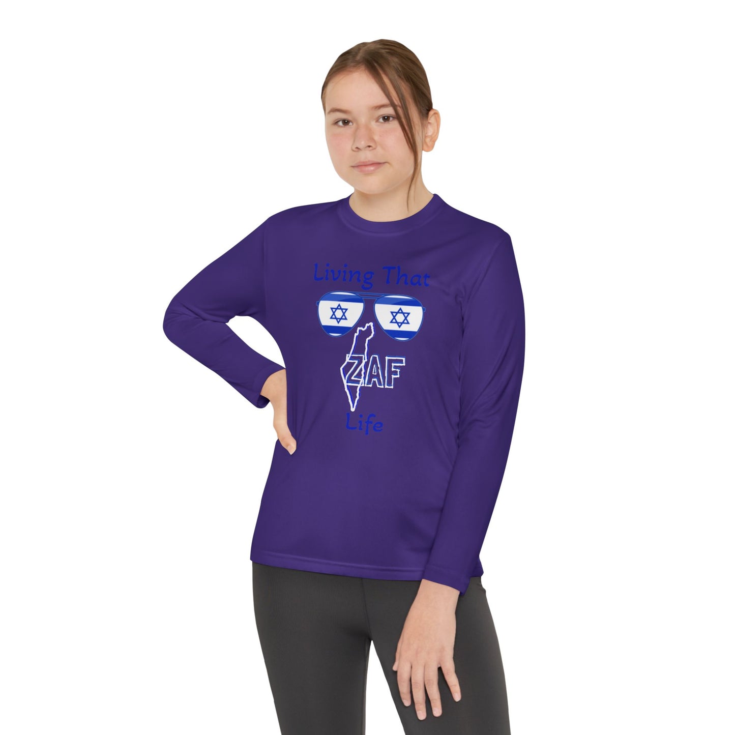 KIDS Zionist AF "Living ZAF" Youth Long Sleeve Competitor Tee