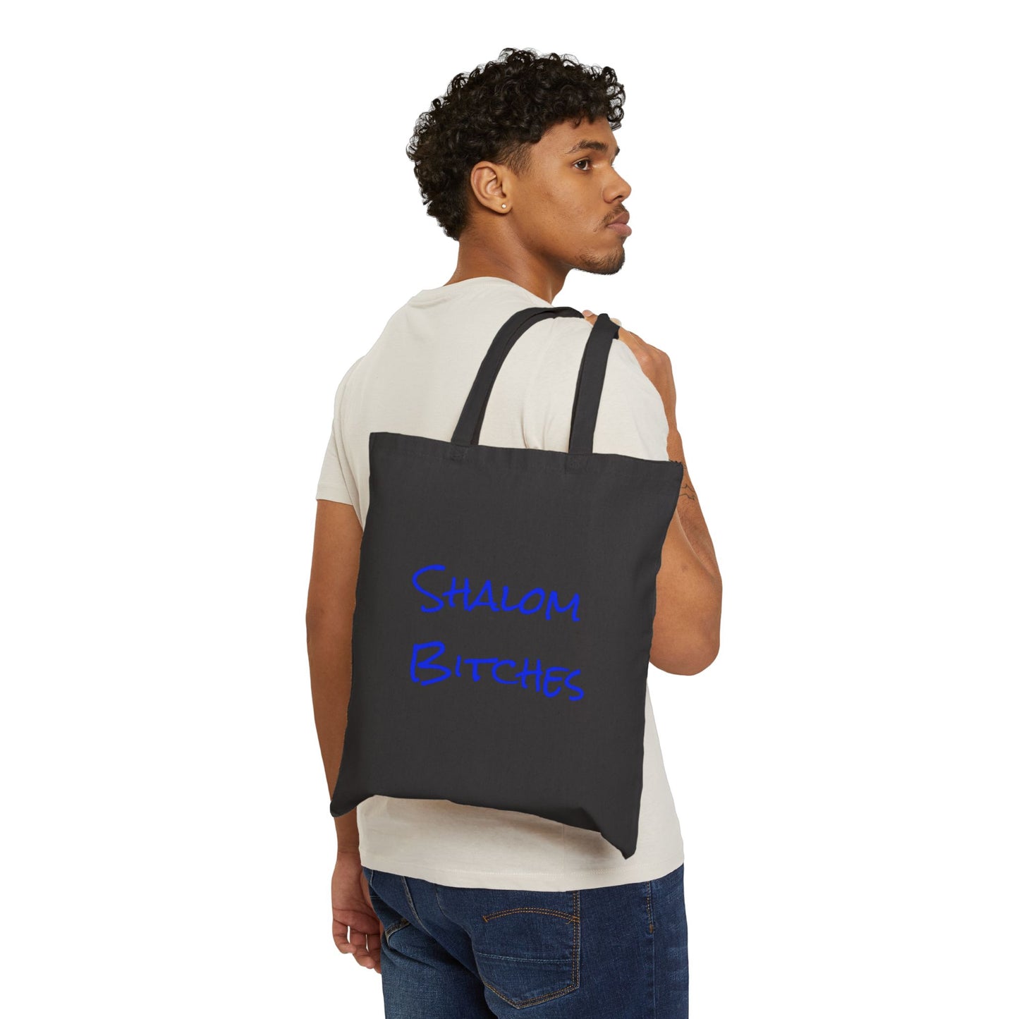 BAGS/TRAVEL Zionist AF Shalom Bitches Cotton Canvas Tote Bag in natural and black