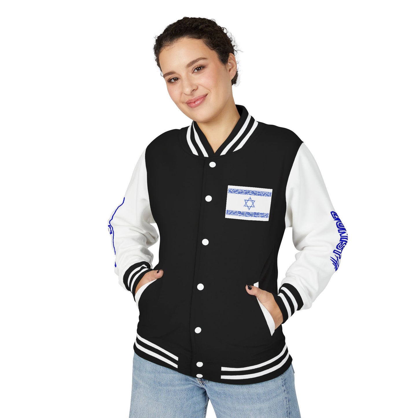 Zionist AF Letterman Jacket — Israel Flag & Lion Varsity Jacket version B