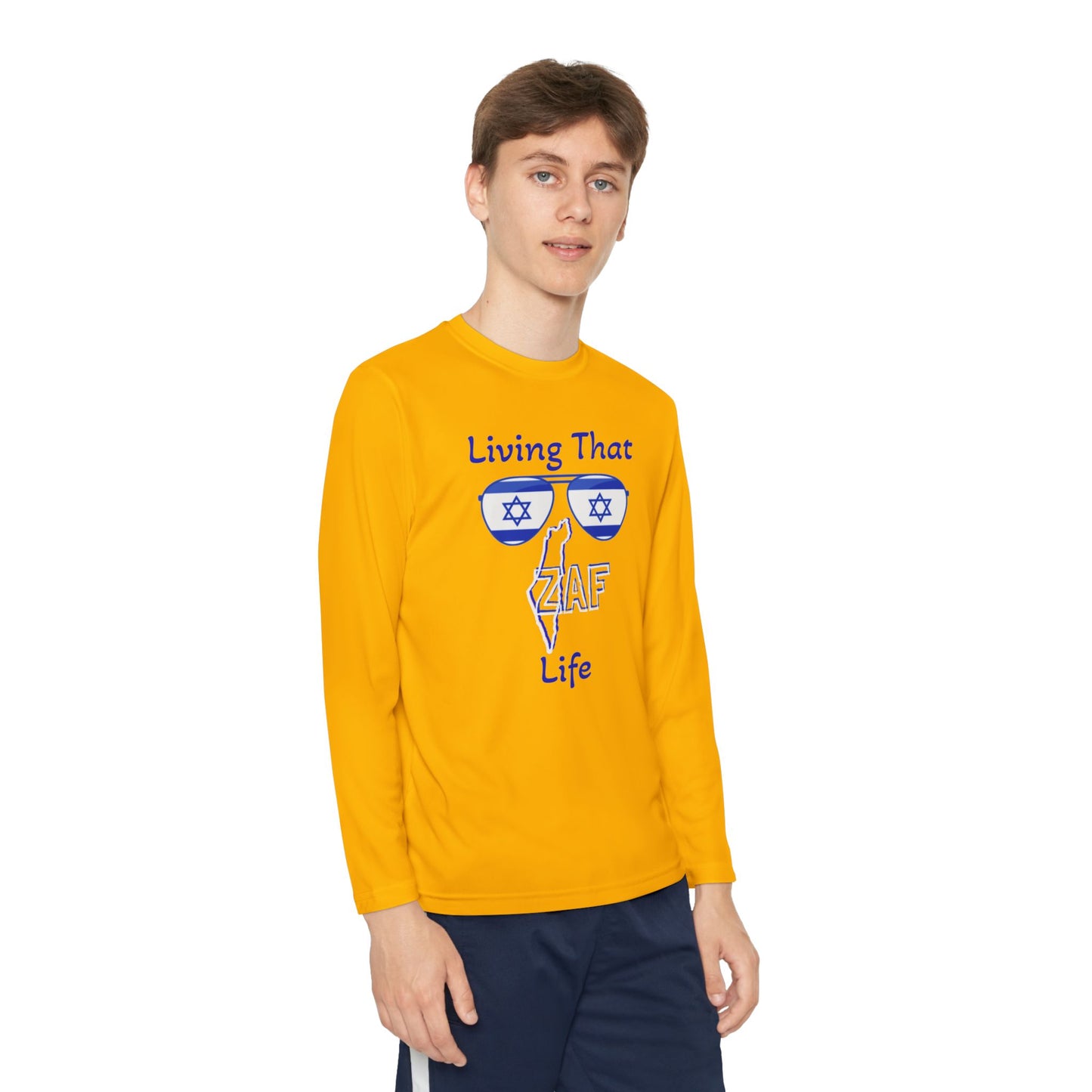 KIDS Zionist AF "Living ZAF" Youth Long Sleeve Competitor Tee