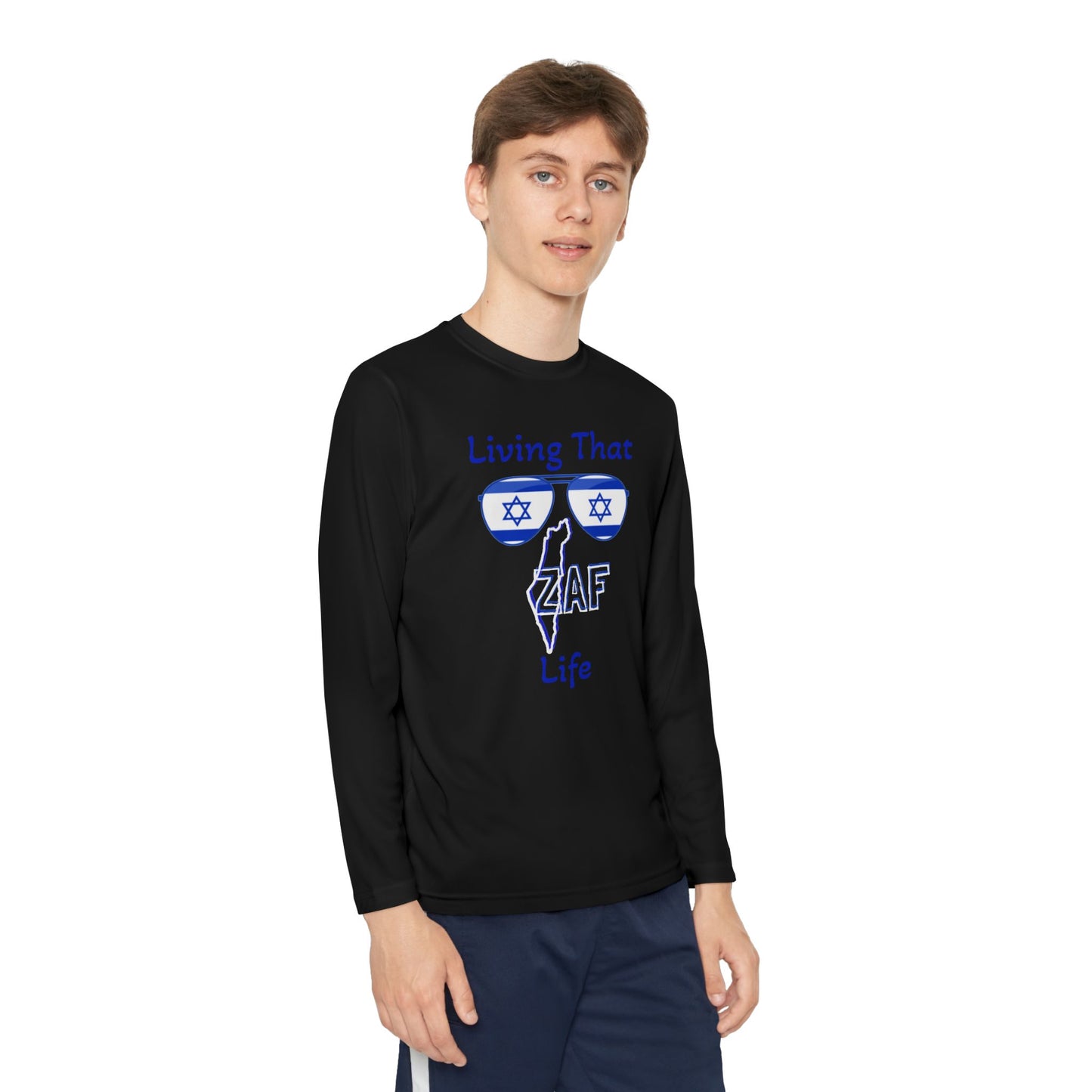 KIDS Zionist AF "Living ZAF" Youth Long Sleeve Competitor Tee