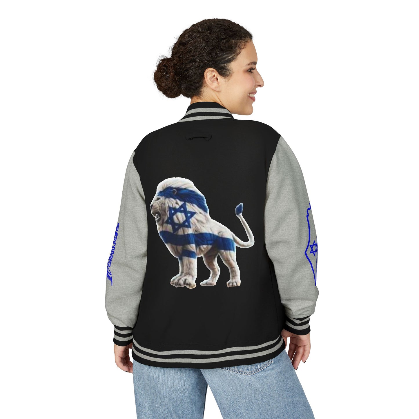 Zionist AF Letterman Jacket — Israel Flag & Lion Varsity Jacket version B