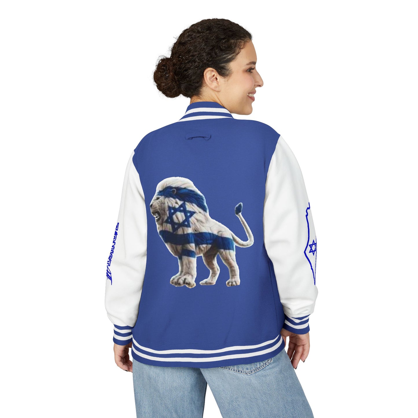 Zionist AF Letterman Jacket — Israel Flag & Lion Varsity Jacket version B