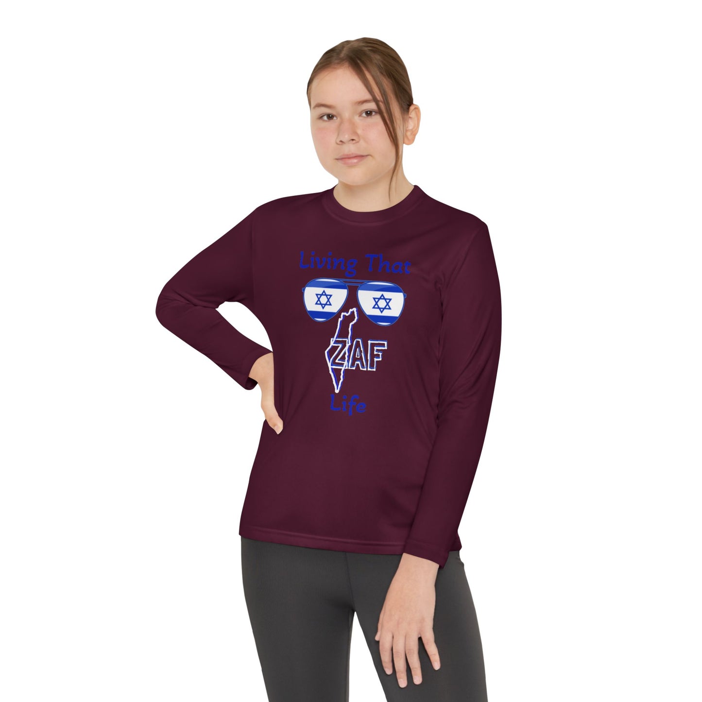 KIDS Zionist AF "Living ZAF" Youth Long Sleeve Competitor Tee